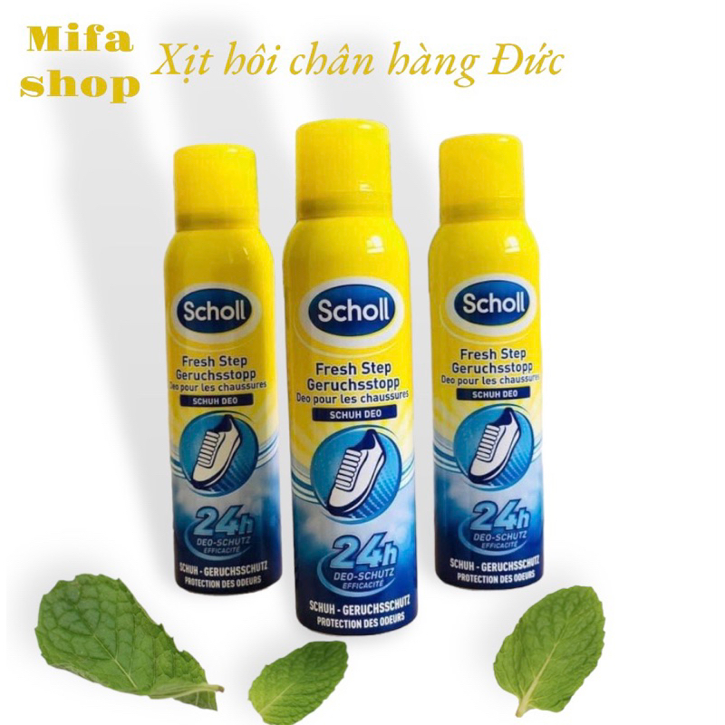 ☘️Xịt khử mùi hôi chân Scholl Fresh Step Extra Frisch Deo pieds Extra-fairs 24h ☘️