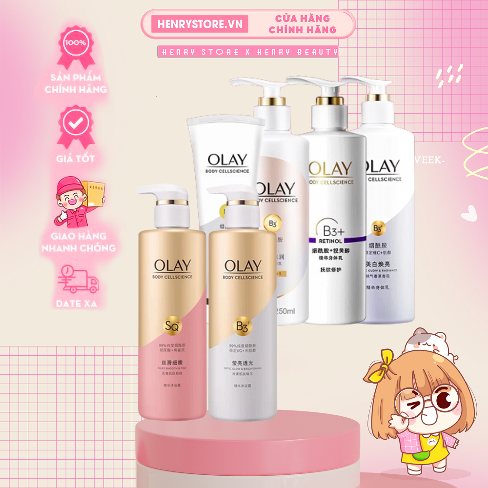 Sữa tắm, sữa dưỡng thể Olay B3 + Retinol trắng sáng ngừa lão hóa