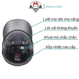 Mũ bảo hiểm xe máy nửa đầu chính hãng Napoli nón kết, mỏ liền dài che nắng tốt, nón sơn dành cho nam nữ nhiều màu