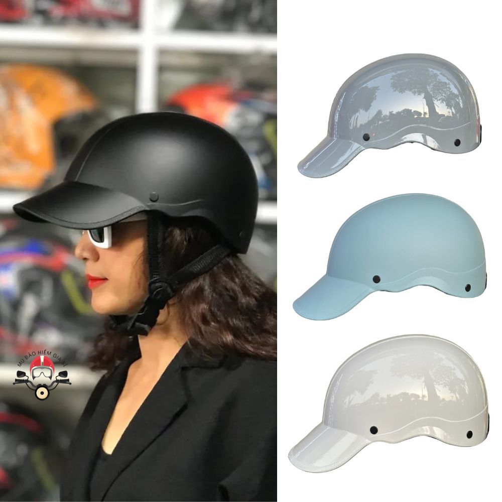 Mũ bảo hiểm xe máy nửa đầu chính hãng Napoli nón kết, mỏ liền dài che nắng tốt, nón sơn dành cho nam nữ nhiều màu