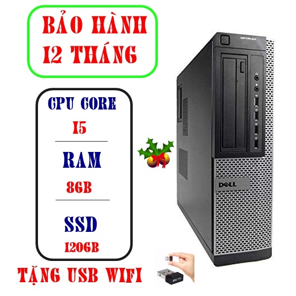 Cây máy tính bộ DELL Optilex 3010/990, Core i5 Ram8GB SSD120GB Tặng USB Wifi