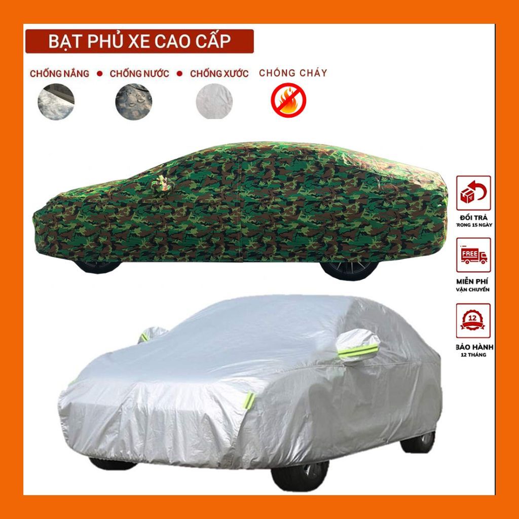 Bạt phủ xe 3 lớp tráng bạc chất liệu dù oxford, rằn ri cao cấp chống nắng chống nước chống xước chống cháy và bụi bẩn