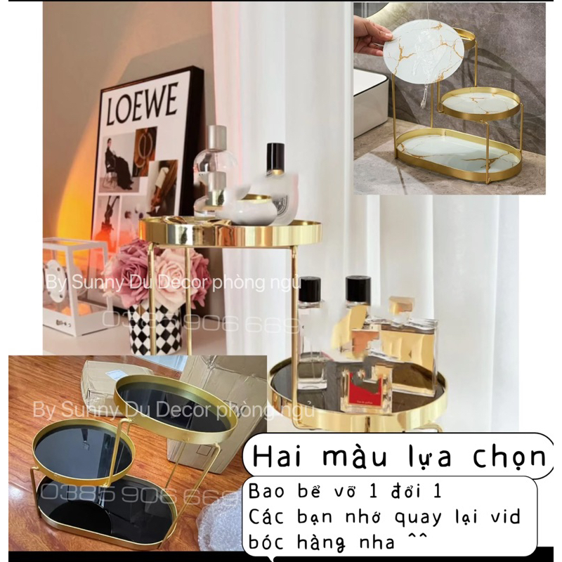 KỆ MỸ PHẨM ĐA NĂNG VIỀM VÀNG SANG TRỌNG 3 TẦNG