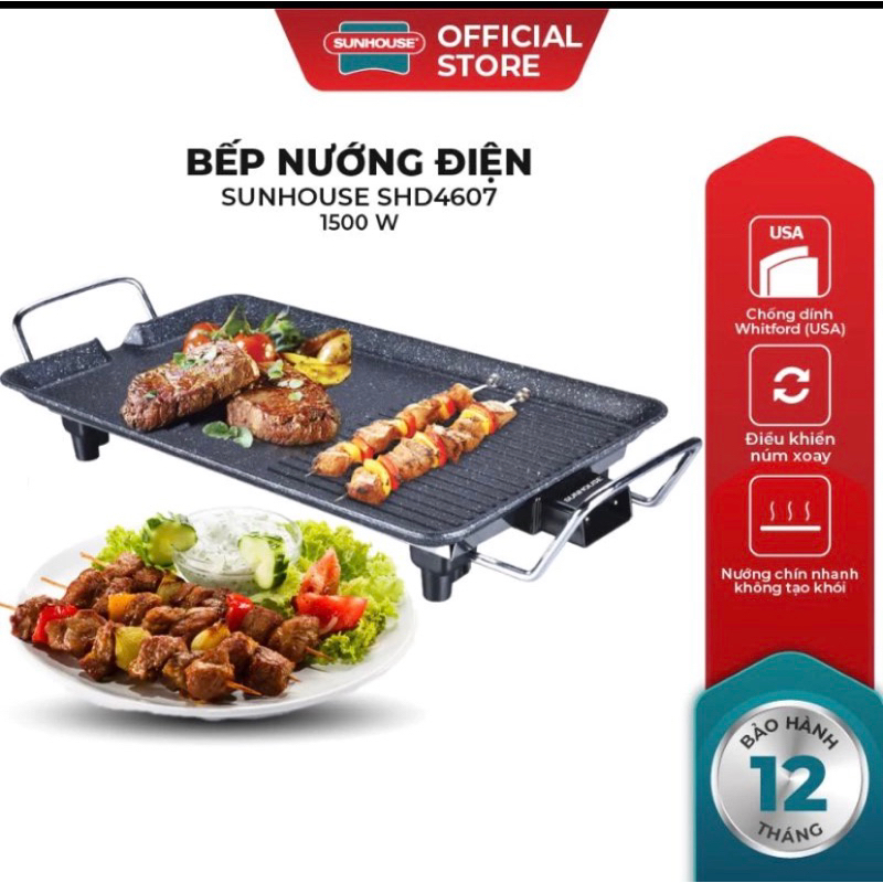 Bếp nướng điện không khói Sunhouse shd4607 công suất 1500w Hàng chính hãng