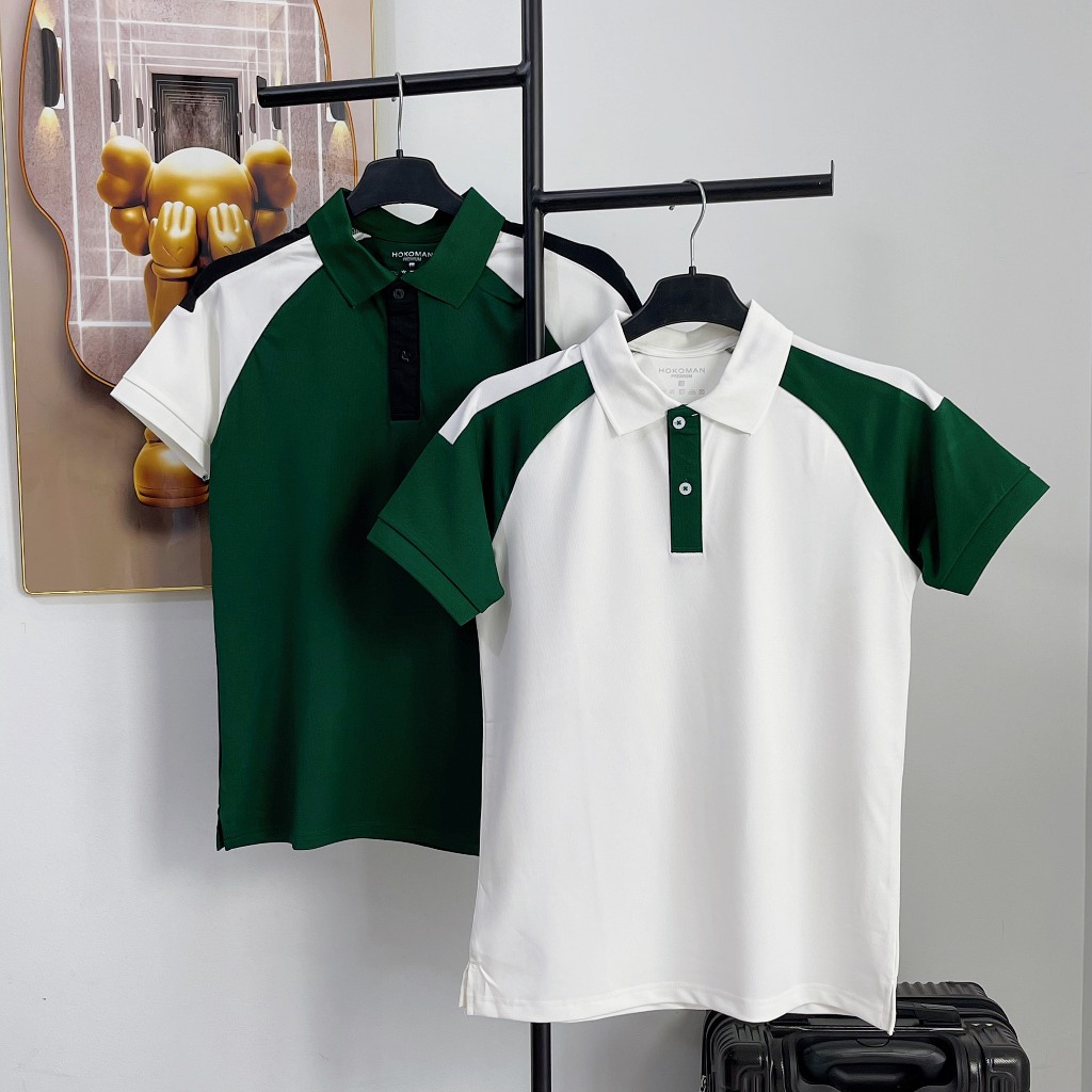 Áo polo nam, áo thun polo nam tay ngắn phối ngực đen trắng chữ MEN SWEAR, chất vải poly cá sấu thoáng mát