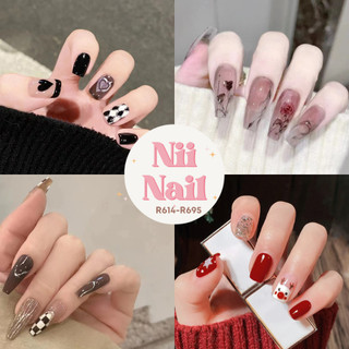 Móng tay giả nii nail 35-55, hộp 24 móng tay giả kèm keo phụ kiện làm móng nhiều mẫu r614-r695