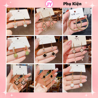 Bông tai nữ tòn ten, khuyên tai thả dáng dài sang trọng, thanh lịch - jy phụ kiện