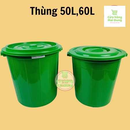 Thùng 50L, 60L đựng gạo, đựng nước, nuôi cá, trồng rau - Phi nhựa công nghiệp size lớn đựng hàng hoá tiện lợi Nhựa GL
