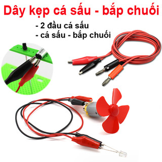 Dây điện kẹp 2 đầu cá sấu, 1 đầu cá sấu 1 bắp chuối dài 1m
