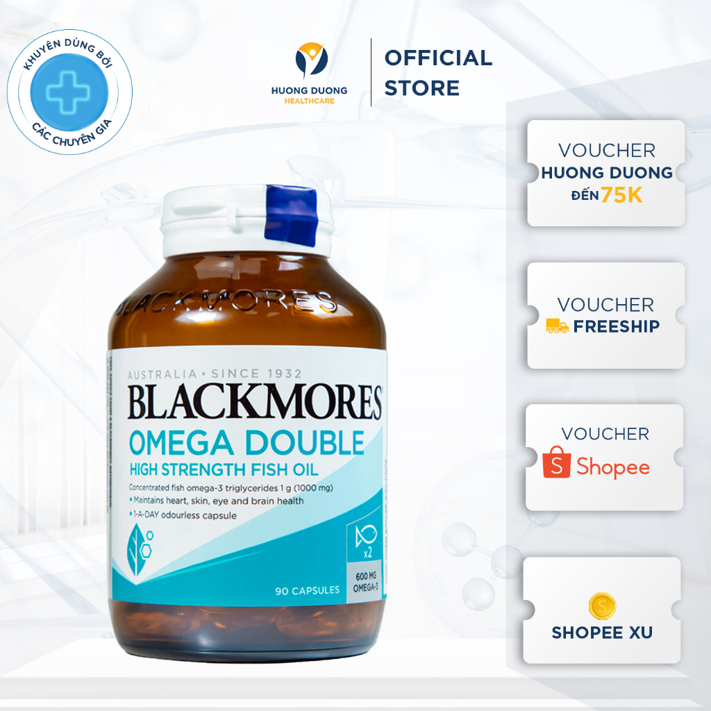 Viên uống dầu cá Omega-3 hỗ trợ tim mạch, não, mắt Blackmores Omega Double High Strength Fish Oil 90 viên