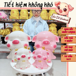 Heo đất Lợn đất Heo đất tiết kiệm dễ thương, Heo Đất Handmade, Cánh Tiên size To