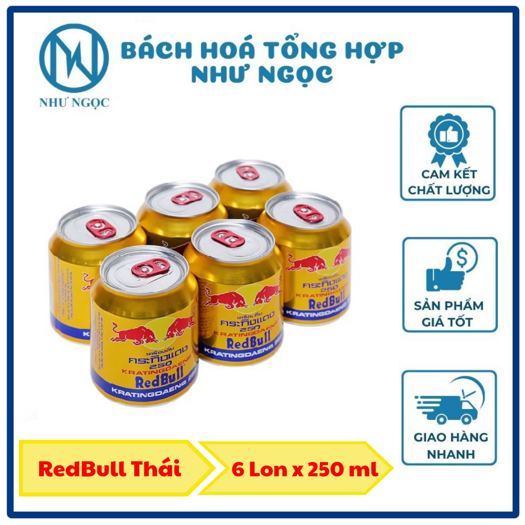 LỐC 6 LON - Nước Tăng Lực Redbull Việt/ Redbull Thái Lan/ Carabao/ RockStar/ Lipovitan Lon 250 ml