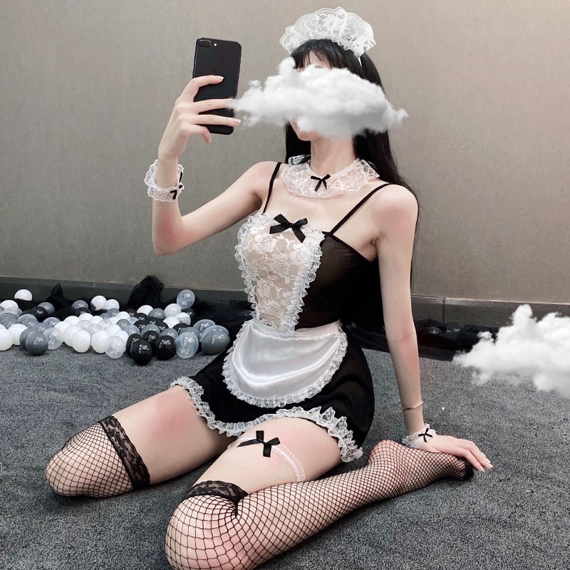 Cosplay hầu gái anime sexy quyến rũ váy đồ ngủ người hầu maid đen kèm tạp đáng yêu gợi cảm BIKI HOUSE N776 - HCM