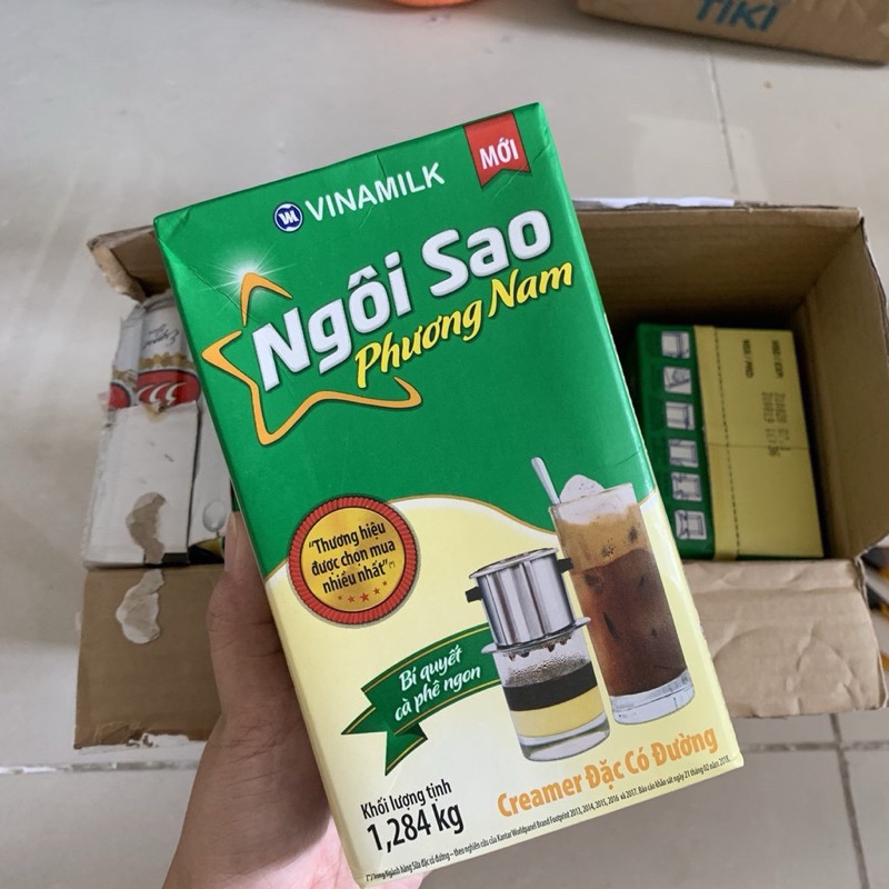(date luôn mới) SỮA ĐẶC CÓ ĐƯỜNG NGÔI SAO PHƯƠNG NAM HỘP GIẤY 1,284kg