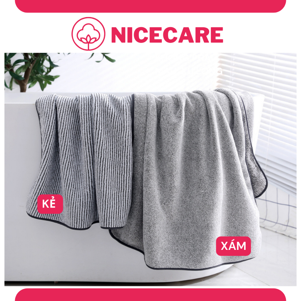 Khăn tắm sợi tre kháng khuẩn chính hãng NICECARE cao cấp cỡ lớn Khăn mặt lau khăn lông lành tính thấm hút tốt