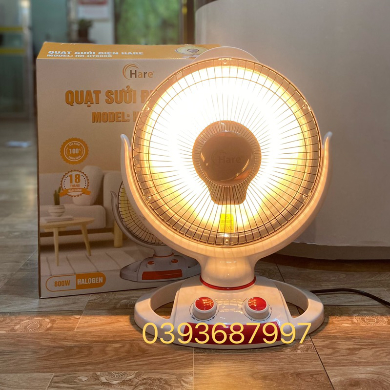 Đèn sưởi ,Quạt sưởi ấm mùa đông hare hr-ht800b cho bé ,bóng halogen-hình nón công suất 800w bảo hành 18 tháng