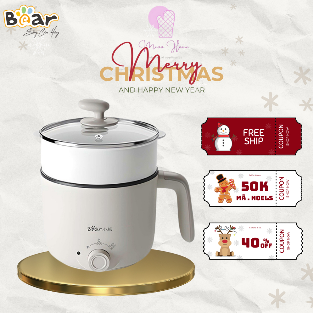 Nồi điện hầm cháo, nấu mỳ , nồi lẩu mini đa năng BEAR DRG-C12K1, công suất 600W - BẢO HÀNH CHÍNH HÃNG