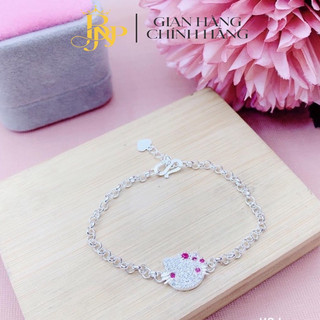Lắc tay bạc cho bé hình mèo ,lắc tay hình Hello Kitty dễ thương xinh xắn , bạc BNP