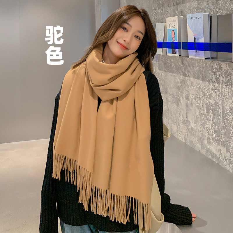 Khăn quàng cổ nữ nam unisex, khăn len dạ trơn Cashmere khổ to 200x66cm, khăn len choàng cổ nữ thời trang