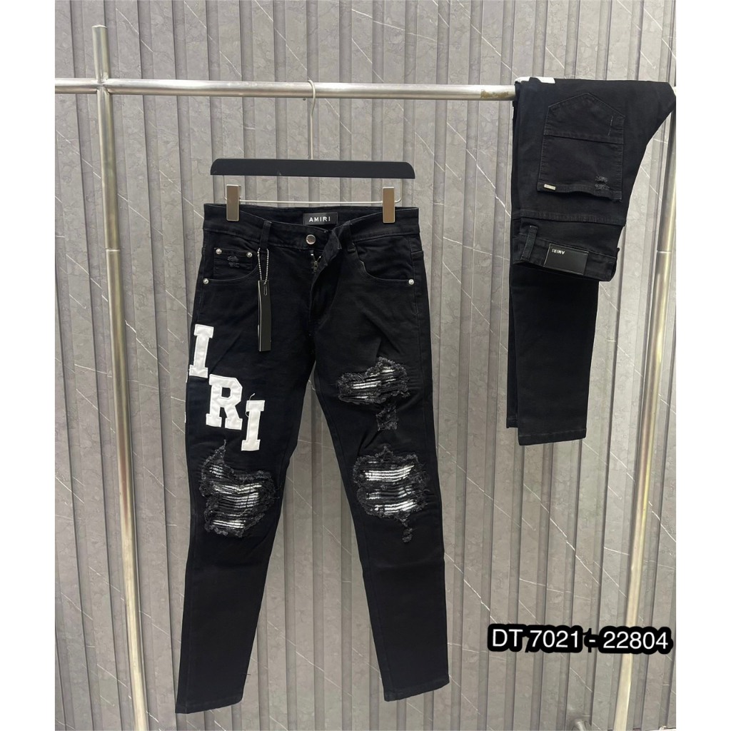 Quần Jeans Nam Amr Xanh Vá Da Siêu Xịn - Quần Bò Nam Amr Nhiều Mẫu Xanh Vá Rách Cho AE Chọn