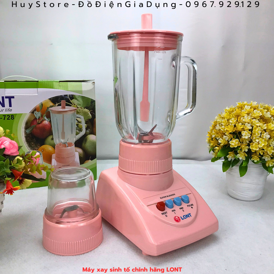 MÁY XAY SINH TỐ LONT LT-728 HÀNG CHÍNH HÃNG, MÁY SINH TỐ LONT LT-728 XAY CÁC LOẠI RAU CỦ QUẢ THỊT ĐA NĂNG HUY STORE