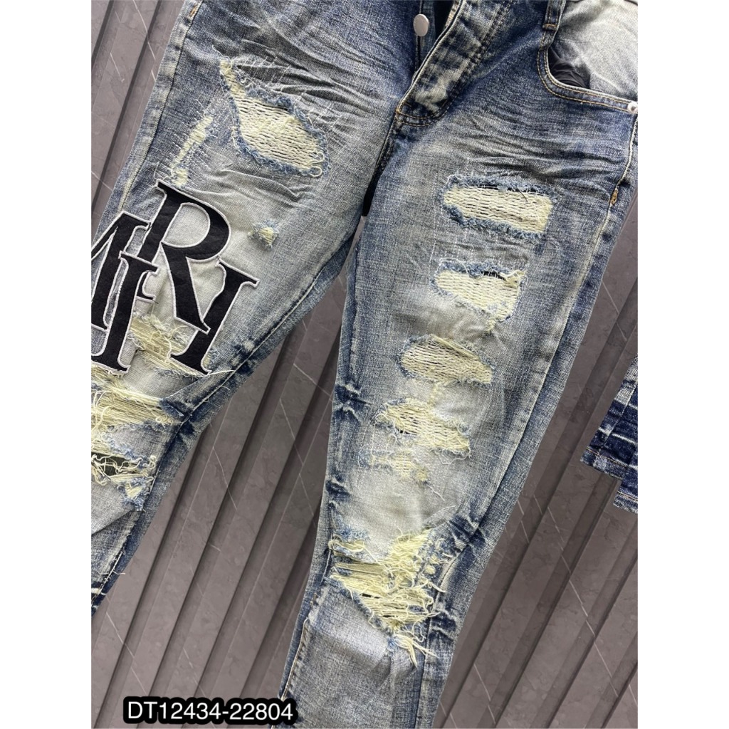 Quần Jeans Nam Amr Xanh Vá Da Siêu Xịn - Quần Bò Nam Amr Nhiều Mẫu Xanh Vá Rách Cho AE Chọn
