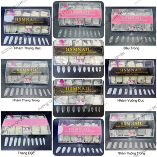 Móng úp HSM chính hãng loại 1 - Hộp 500 móng úp đủ size, đủ form thang, vuông, nhọn, tròn nhọn
