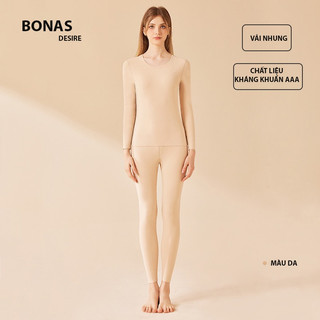 Đồ Bộ giữ nhiệt lót nhung hai mặt chính hãng BONAS cao cấp siêu nhẹ ôm body cổ tròn AGN-003