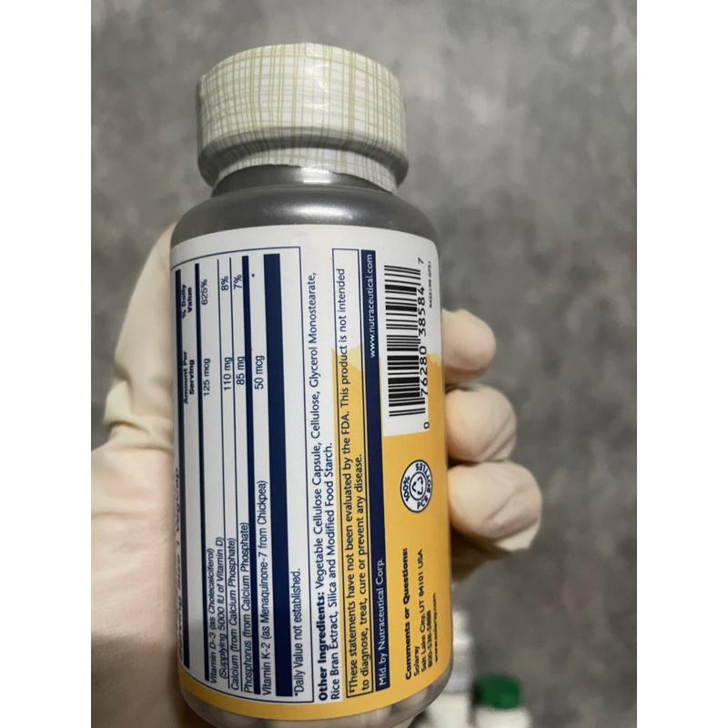 Vitamin D3+ K2  Solaray 60 viên