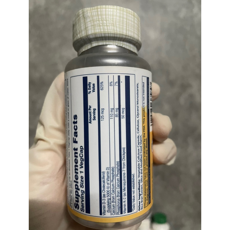 Vitamin D3+ K2  Solaray 60 viên