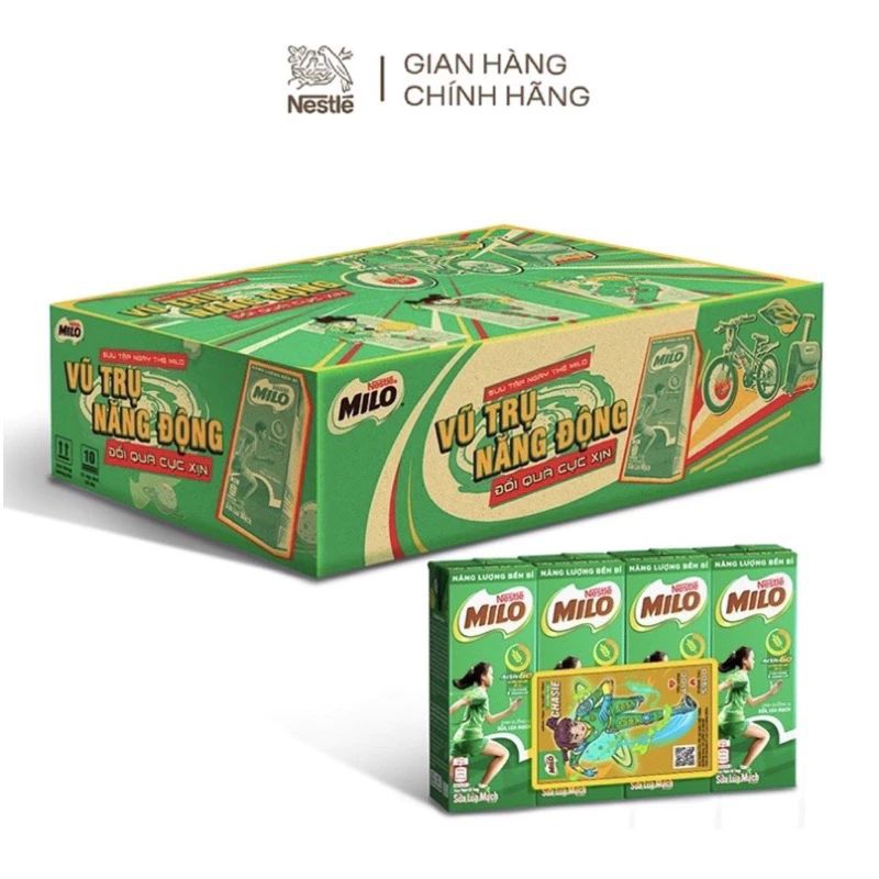 MILO LÚA MẠCH ÍT ĐƯỜNG THÙNG 48 HỘP X180ml