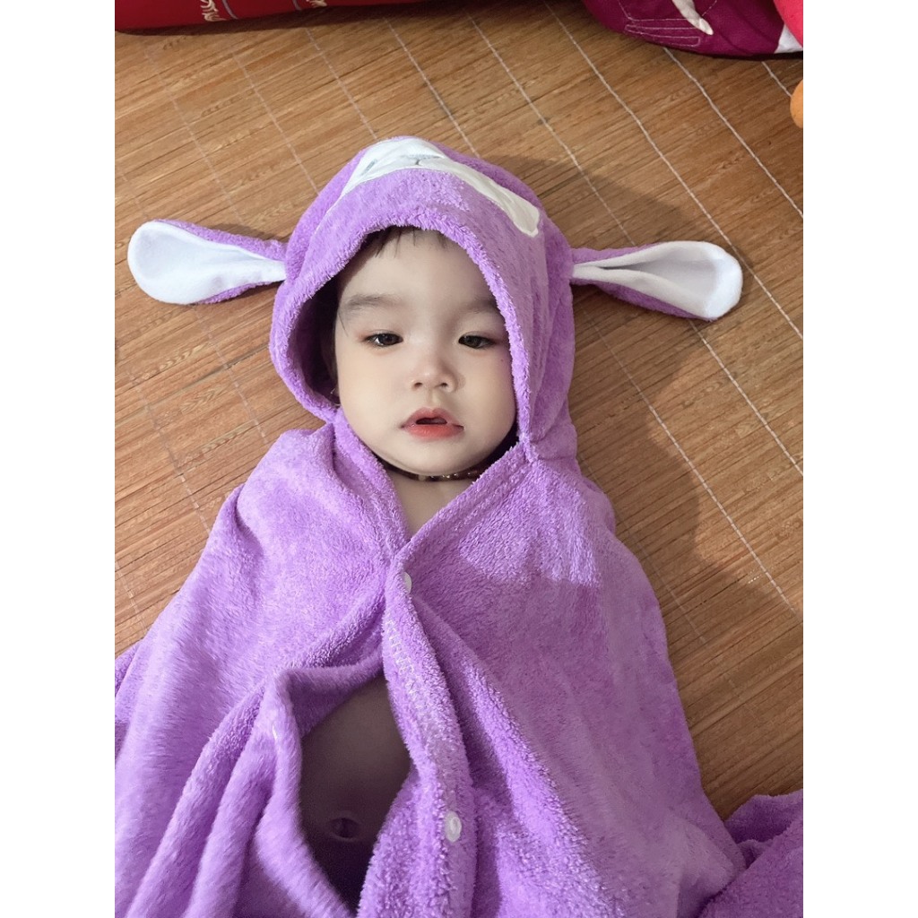 Khăn tắm có mũ cho bé, dùng cho bé khi ra ngoài, đi biển