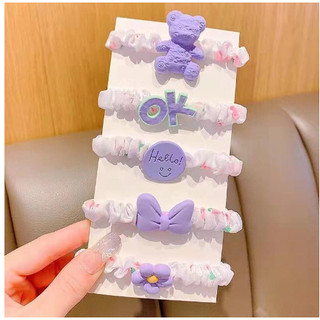 sét 5 kẹp tóc hoa trà gấu