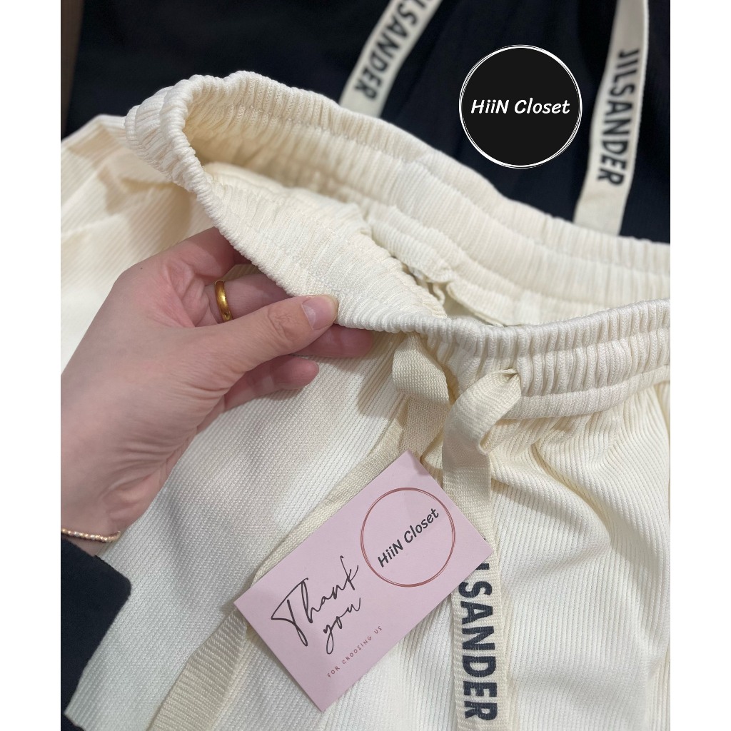 Quần Suông Ống rộng dây bản to phối chữ HiiNCloset