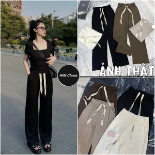 Quần Suông Ống rộng dây bản to phối chữ HiiNCloset