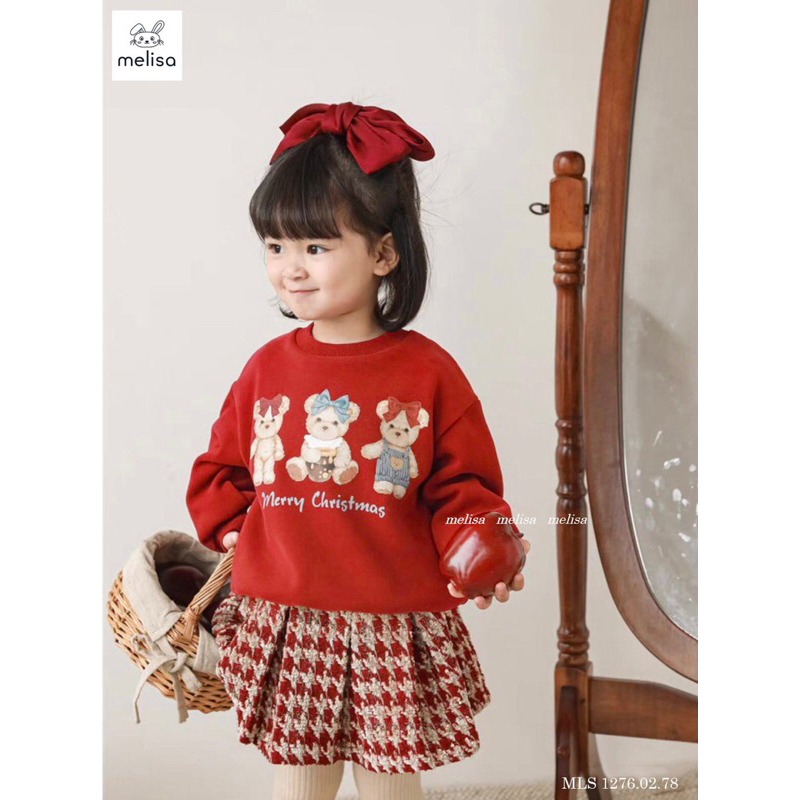 Sét áo đỏ + chân váy cho bé gái