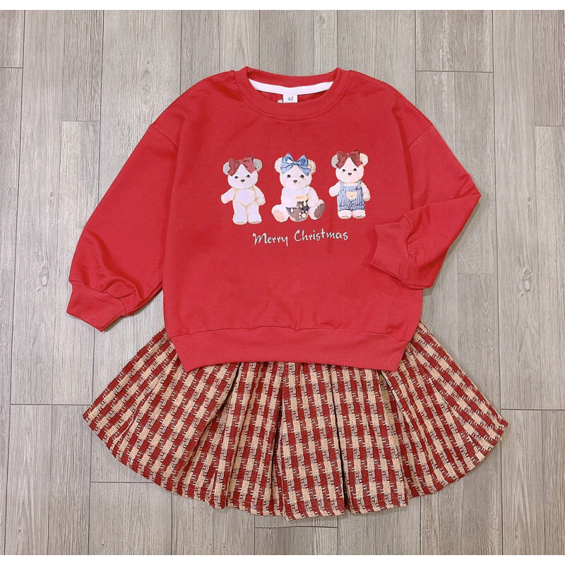 Sét áo đỏ + chân váy cho bé gái