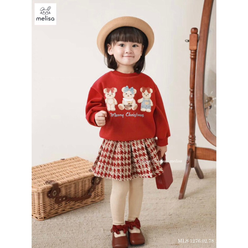 Sét áo đỏ + chân váy cho bé gái