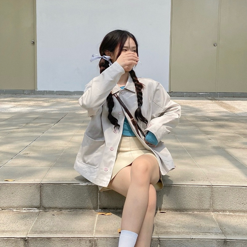 KIM-KAKI JACKET- 5 màu- Áo khoác kaki dáng ngắn, có túi 2 bên