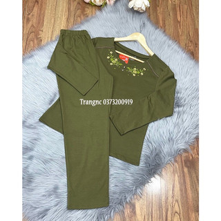 Bộ mặc nhà trung niên thu đông dài tay - quần áo cho mẹ cho bà trung tuổi chất cotton đẹp