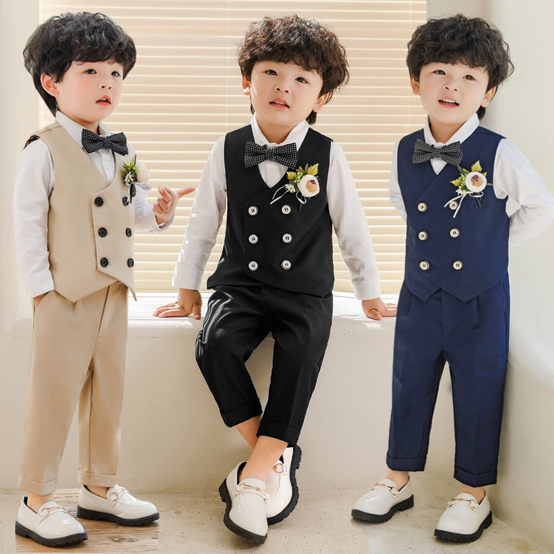 Set Gile dài tay Công tử (Tặng phụ kiện cài áo) Shubim- Kids
