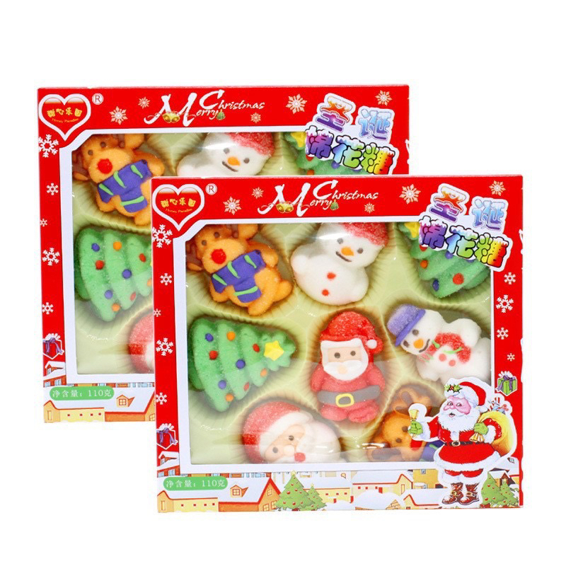 Kẹo Dẻo Hình Người Tuyết, Kẹo Noel Bông Đường Marshmallow, Kẹo Noel, Kẹo Dẻo Giáng SInh Trang Trí Noel, Ăn Vặt Nội Địa