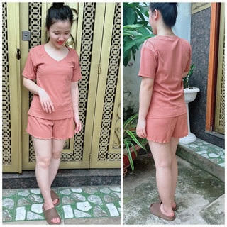 Đồ bộ nữ bộ đùi gân tăm mặc mát ngày hè có bigsize