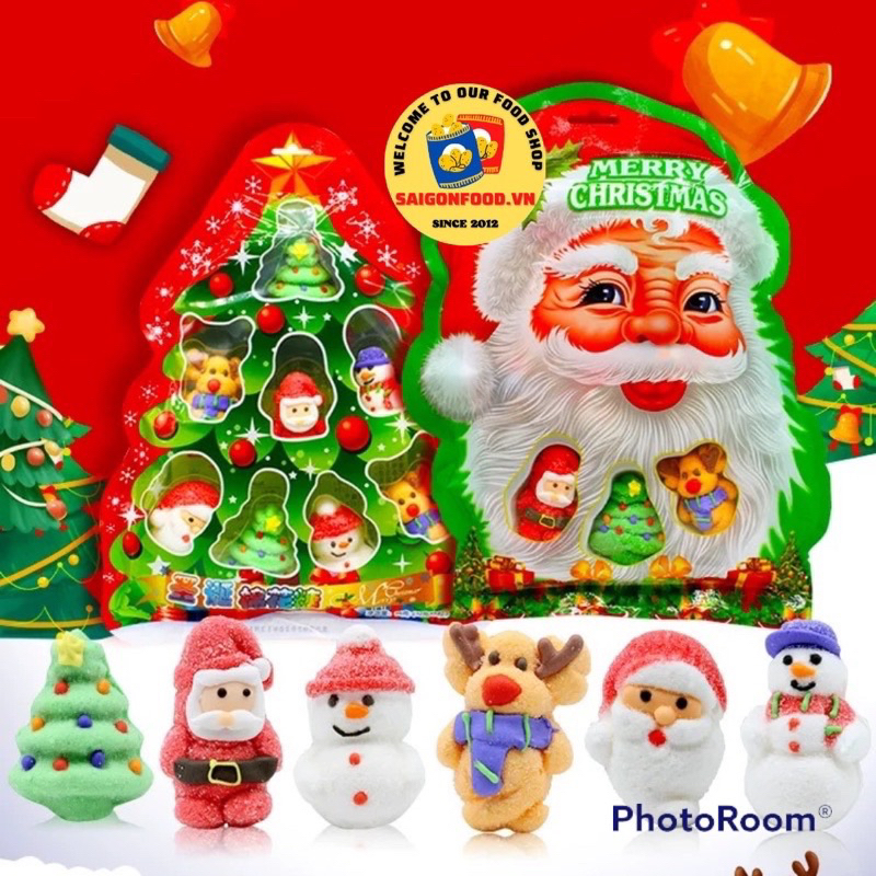 Kẹo Dẻo Bông Đường Noel, Kẹo Bông Gòn Trang Trí Giáng Sinh, Kẹo Marshmallow Cây Thông Tiệm Ăn Vặt Thuỳ Bùi