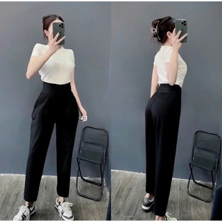 Quần baggy lưng thun 9 tấc chất Umi hàn co giãn có bigsize
