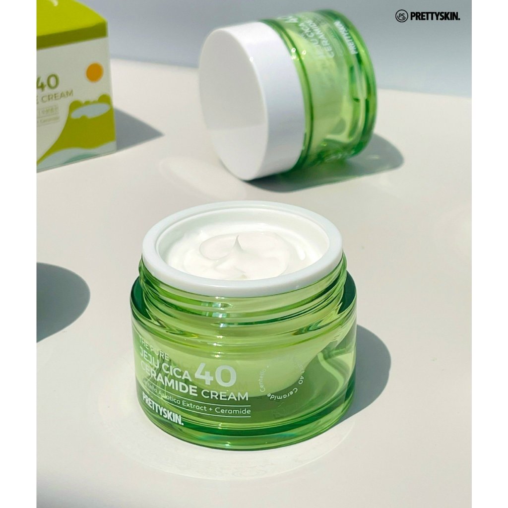 Kem Dưỡng Trắng Da Rau Má Prettyskin The Pure Jeju Cica 40 Ceramide Cream 52ml