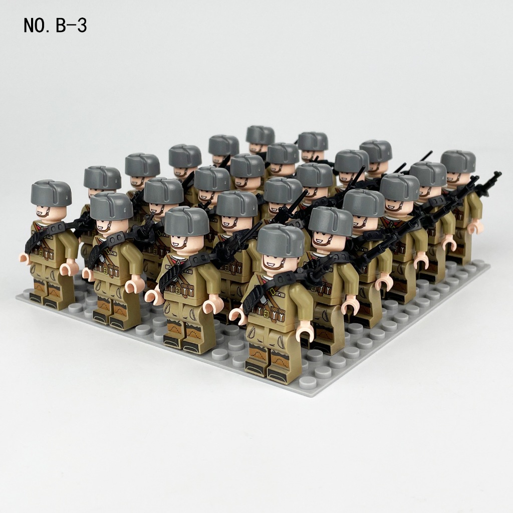 Đồ chơi lắp ráp army logo lính Liên Xô thế chiến 2 II B3 combo trọn bộ 24 nhân vật minifigures kèm phụ kiện xếp mô hình