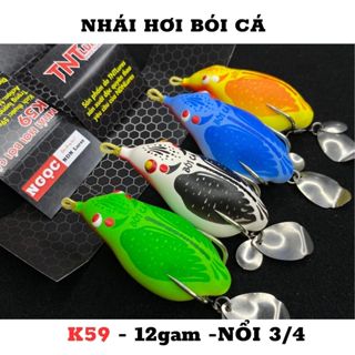Mồi lure NHÁI HƠI BÓI CÁ K59 & K52 mồi giả câu cá lóc 12gam & 8gam Action Nổi 3/4 nhấp lắc