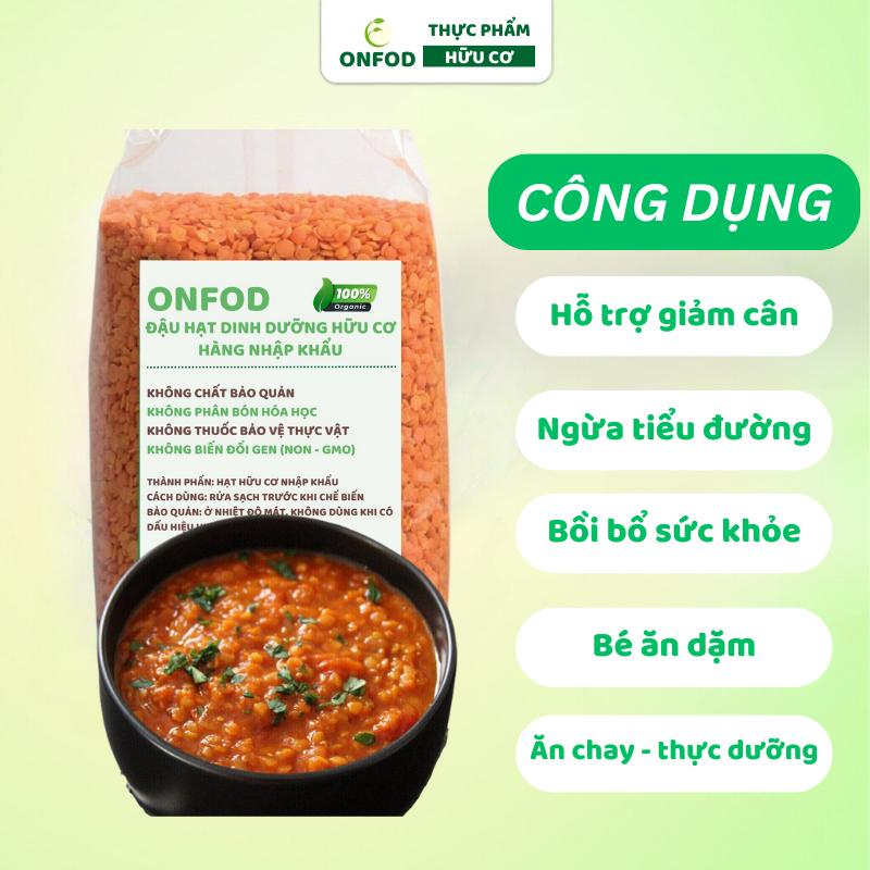 Hạt đậu lăng đỏ lăng xanh hữu cơ nhập khẩu ONFOD hat dinh dưỡng làm sữa hạt giảm cân cho bé ăn dặm