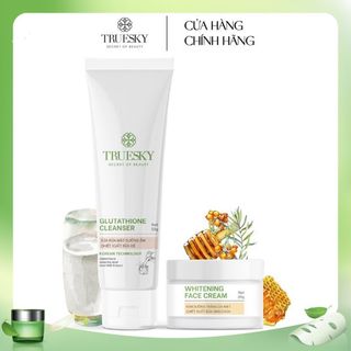 Bộ sản phẩm làm trắng và dưỡng ẩm da mặt Truesky: 1 kem dưỡng trắng da mặt 20g + 1 sữa rửa mặt dưỡng ẩm 50g